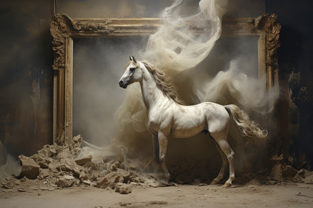 Abstract 3d Painting Coming Life With Horse