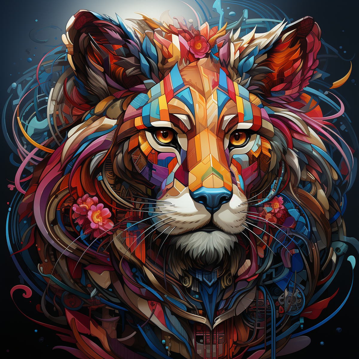 Colorful Male Lion Studio