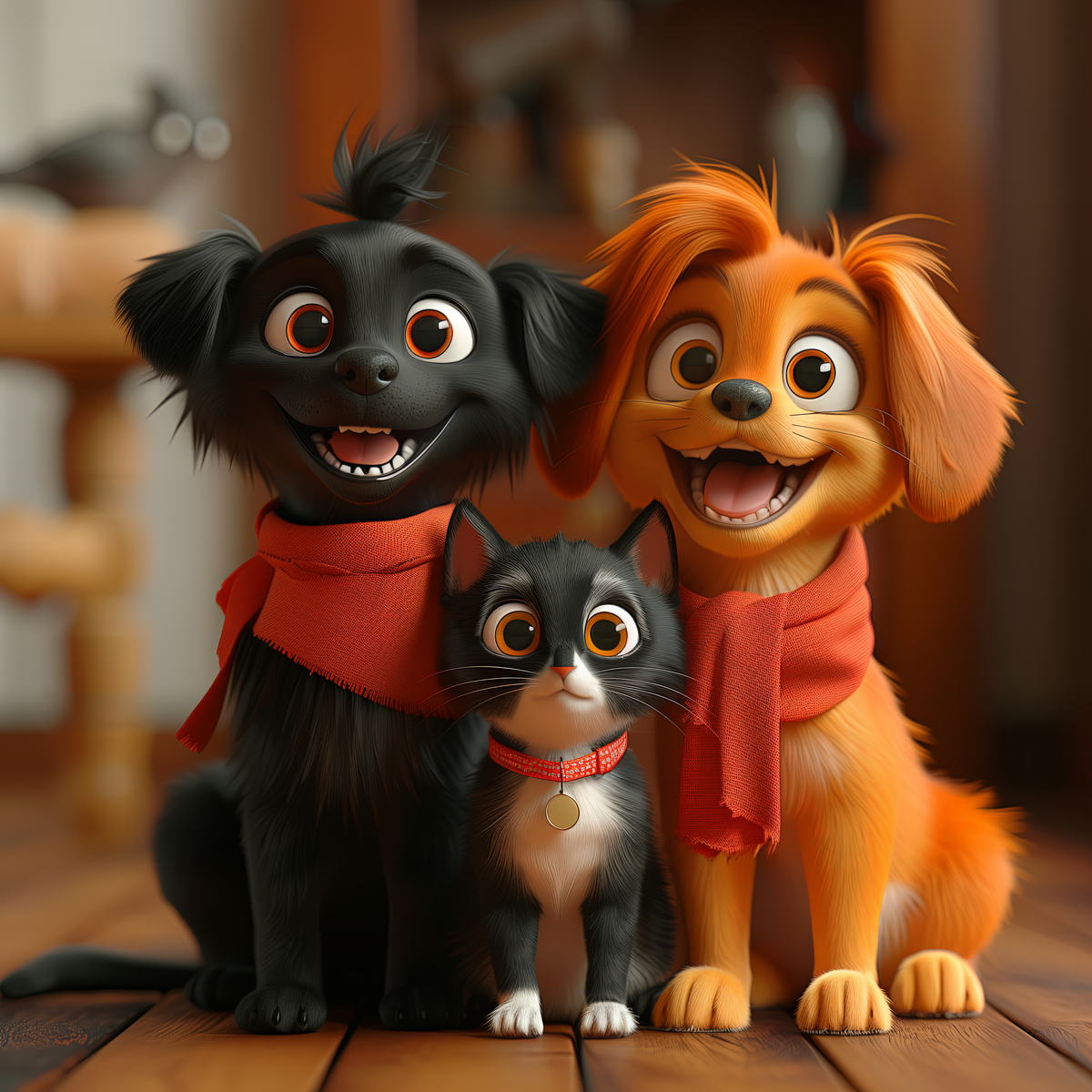 3d Illustration Showcasing Friendship Cats Dogs